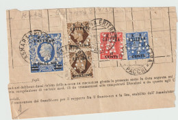 Italy 1950-51 British Occupation Eritrea Perfins, 10c ,25c ,pair 1 Sh, 10 Sh  On Piece Used - Eritrée