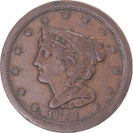 Monnaie, États-Unis, Braided Hair Half Cent, Half Cent, 1851, U.S. Mint - Cents Medianos