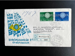 ICELAND ISLAND 1960 REGISTERED FDC EUROPA CEPT TO DORDRECHT 19-09-1960 IJSLAND - FDC