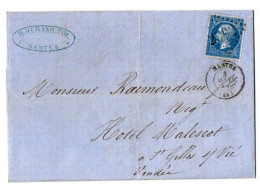 TB 4303 - 1865 - LAC - Lettre De M. H. DURAND Fils à NANTES Pour M. RAIMONDEAU à SAINT - GILLES - CROIX - DE - VIE - 1849-1876: Classic Period