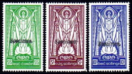 1945 St. Patrick 2/6-10/- On Cream Paper, Each Overprinted "Specimen" In Sans-serif Italics, U/m Mint, Very Fresh. - Unused Stamps