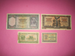 Greece Lot 4 Banknotes 1939, 40, 42 - Grèce