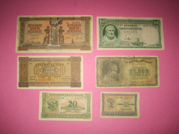 Greece Lot 6 Banknotes 1939, 40, 41, 42,43 - Grèce