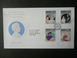 VANUATU 1985 QUEEN MOTHER 85th BIRTHDAY STAMPS FDC - Vanuatu (1980-...)