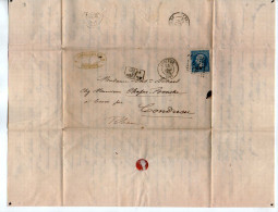 TB 4306 - 1865 - LAC - Lettre Après Le Départ De M. ACHARD à AVIGNON Pour Mme ACHARD à CONDRIEU ( Rhône ) - 1849-1876: Classic Period