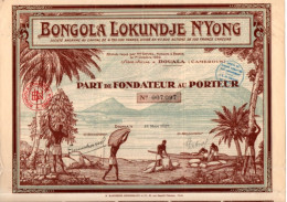 BONGOLA LOKUNDJE N'YONG - DOUALA - CAMEROUN -   1 PART DE FONDATEUR  - ANNEE 1927 - Afrique