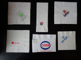 Serviettes Publicitaires Ensemble De 6 Serviettes Cafétéria Cora, Balladins, Campanile, Côte à Côte, Pizza Hut, Otel Kec - Serviettes Publicitaires