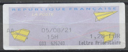 France - Frankreich Affranchissement 2000 Y&T N°AA1,28€ - Michel N°ATM(?) (o)  - Lettre Prioritaire - 2000 Type « Avions En Papier »