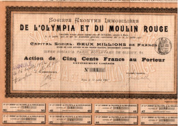 SOCIETE IMMOBILIERE DE L'OLYMPIA ET DU MOULIN ROUGE -DIVISE EN 4000 ACTIONS DE CINQ CENTS FRANCS - ANNEE 1903 - Film En Theater