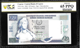 Cyprus  20 POUNDS 1.4.2004 PCGS 65PPQ GEM UNC ! - Chypre