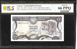 Cyprus  One Pound 1.2.1992 PCGS  66PPQ  GEM UNC! - Chypre