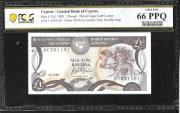 Cyprus  One Pound 1.9.1995 PCGS  66PPQ  GEM UNC! - Chypre