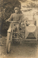 Moto Side Car Ancienne Marque Type Modèle ? * Motos Sidecar Motocyclette 1914 * Photo Ancienne 10x6.4cm - Moto