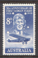 1958 - Australia 30th Anniversary Of First TASMAN Flight - 8d Stamp MLH - Neufs