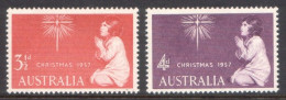1957 - Australia CHRISTMAS Xmas Noel - Set 2 Stamps MLH - Neufs