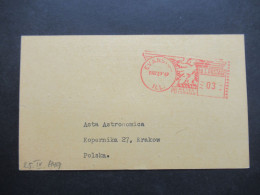 USA 1949 PB Meter Mit Adler Evanston Ill. Gedruckte PK Dearborn Observatory Nach Acta Astronomica Kopernika Krakow - Covers & Documents