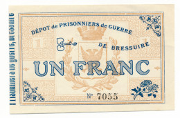1918-1918 // P.O.W. // Prisonnier De Guerre // DEPOT DE BRESSUIRE // Bon De Un Franc - Sonstige & Ohne Zuordnung