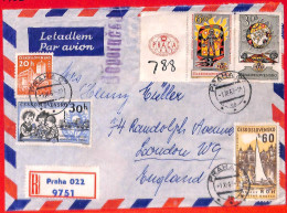 Aa0626 - CZECHOSLOVAKIA - Postal History -  REGISTERED COVER To ENGLAND 1961 - Lettres & Documents