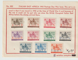 Italy Africa Orientale Italiano 1942 Segnatasse Non Emessi ,linguellati, - Italian Eastern Africa