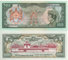 BHUTAN  100 Ngultrum  P18a  (ND 1986    Jigme Singye Wangchuk +  Palace At Back ) UNC - Bhoutan