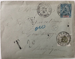 Lettre France-Nouvelle Calédonie Nouméa 1901. Taxée. V.Belgique - Lettres & Documents