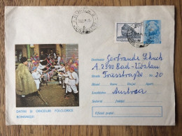 Romania, Roemenië, Rumänien 1973?, Postal Stationery, Datini Si Obiceirui Folclorice Romanesti, Rupca To Austria - Briefe U. Dokumente