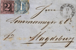 Thurn U Taxis, Brief Aus Schmalkalden "66" Nach Magdeburg, Michel Nr. 5 + 15 - Lettres & Documents