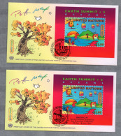 UNO New York 1997 Sheets Environment Stamps (Michel Block 14 + 14 I) Used On FDC - Storia Postale