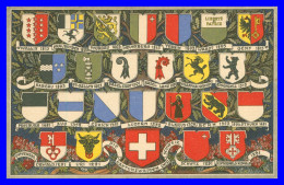 * SUISSE - Blasons - Armoiries - WALLIS THURGAU TESSIN WAADT BASEL ZURI URI OBWALD - Die Kantonswappen - Edit. JAEGER - St. Anton