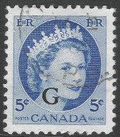 Canada. 1953-56 QEII. Official. 5c Used. SG O205 - Aufdrucksausgaben