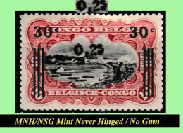 1922 * BELGIAN CONGO / CONGO BELGE = COB 104-A MNH/NSG RED RAPIDS BLACK INK / HIGH COMMA [ NO GUM ] [03] - Ongebruikt