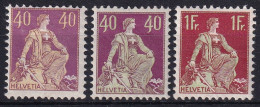 MiNr. 101x, 109x, 208x Schweiz 1908, Aug./1940. Freimarken: Sitzende Helvetia - Postfrisch/**/MNH - Nuovi