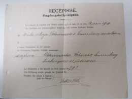 Récépissé, Luxembourg 1910 - Lettres & Documents