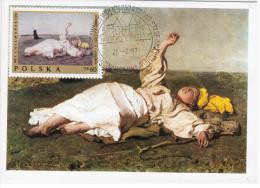 Poland Polska 1987 Jozef Chelmonski Painter "Babie Lato" Canceled In Warszawa - Maximum Cards