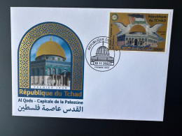 Tchad 2022 Mi. ? Gold Doré Stamp FDC 1000F IMPERF Joint Issue Emission Commune Al Qods Quds Capitale Palestine - Emissions Communes