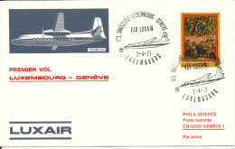 Luxembourg Cover First LUXAIR Flight Luxembourg - Geneve 2-4-1971 - Covers & Documents