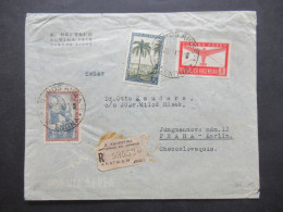 Argentinien 1947 Einschreiben Per Luftpost In Die CSSR (Prag) Umschlag U. Absender F. Deutsch Alsina 1418 Buenos Aires - Storia Postale