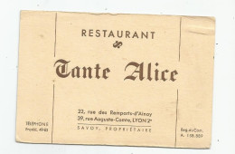 Carte De Visite Cdv Lyon 2 Restaurant Tante Alice Plan Au Dos , Savoy Propriétaire - Visitenkarten