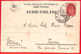 Aa0670 - RUSSIA Finland - POSTAL HISTORY - Postcard From LOHIA To ITALY  1908 - Storia Postale