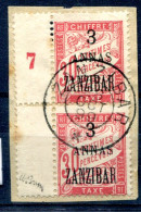 Zanzibar    Taxes N° 4 En Paire Oblitération Du 28 Octobre 1899, Signé Brun - Gebraucht