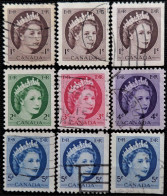 Canada 1954 Queen Elizabeth II "Wilding" Emission Y&T  N°  267_267A_267Aa_268_269_270_271_271A_271Aa - Used Stamps