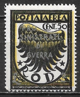 DODECANESE 1944 RODI Airmail With Overprint Pro Sinistrati Di Guerra + £ 2 Vl. A 5 MH - Dodécanèse