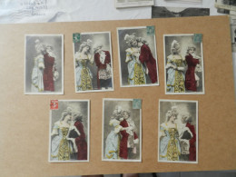 Lot  De  7  Cartes  Fantaisies   Marquis Et Marquisette - Collezioni E Lotti