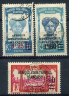 GABON 1926-27 Surcharges 90 C. 1F25, 1F50   Used.  Yv. 110-112, SG 117-119 - Oblitérés