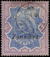 Zanzibar 1895-96 1r Ultramarine And Violet Fine Used. - Zanzibar (...-1963)