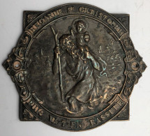 Ancienne Plaque Pour Tableau De Bord De Voiture Signée G. BERGER - Regarde Saint Christophe Puis Va-t-en Rassuré - Voitures