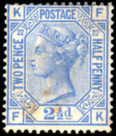 1881 2½d Blue Plate 22 Crown Unmounted Mint With Tone Spots. - Neufs