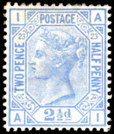 1881 2½d Blue Plate 23 Crown Mounted Mint Original Gum. - Ongebruikt