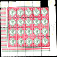 1887-1900 4½d Green And Carmine Unmounted Pane. Not Perfect So Please Enquire Before Purchase. - Ungebraucht