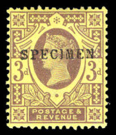 1887-92 3d Purple On Yellow Fine Unmounted Mint Type 9 SPECIMEN Overprint. - Ungebraucht